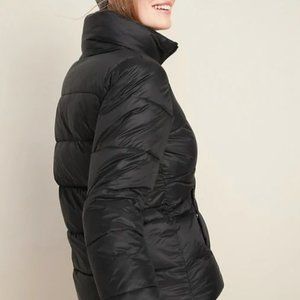 Black Frost-Free Zip-Front Puffer Jacket for Women